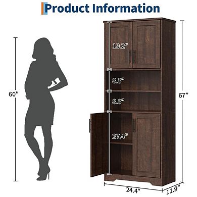 Kitchen Pantry Cabinet,Farmhouse Kitchen Pantry Cabinet and Coffee Bar with 4 Doors