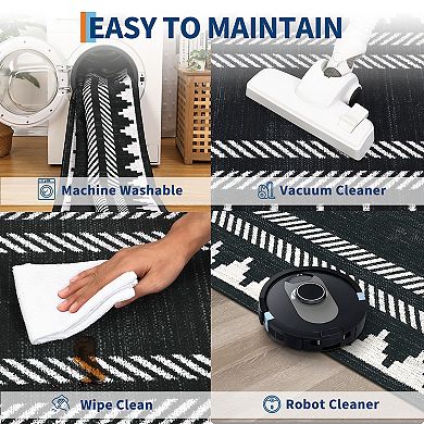 Garvee Modern Solid Color Area Rug Minimalist Bordered Design Rug for Living Room Bedroom Kitchen