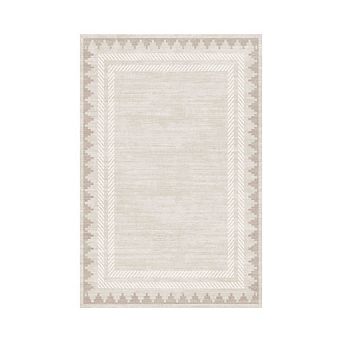 Garvee Modern Solid Color Area Rug Minimalist Bordered Design Rug for Living Room Bedroom Kitchen