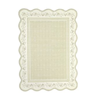 Garvee Modern Floral Print Area Rug with Scalloped Edge Washable Non Slip Low Pile Rug for Bedroom