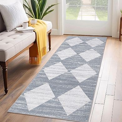 Geometric Machine Washable Rug Foldable Indoor Carpet Ultra-Soft Floor Cover for Living Room