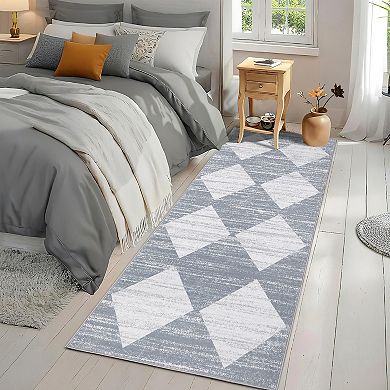 Geometric Machine Washable Rug Foldable Indoor Carpet Ultra-Soft Floor Cover for Living Room