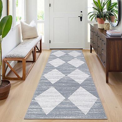 Geometric Machine Washable Rug Foldable Indoor Carpet Ultra-Soft Floor Cover for Living Room