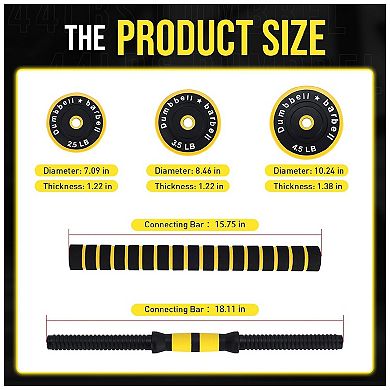 44LBS Adjustable Dumbbell and Barbell Set-2 in 1 Adjustable Weights Dumbbell Sets for Home Gym