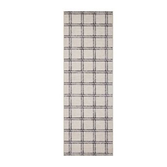 Garvee Geometric Grid Area Rug Non Slip Low Pile Machine Washable Rug for Modern Living Room