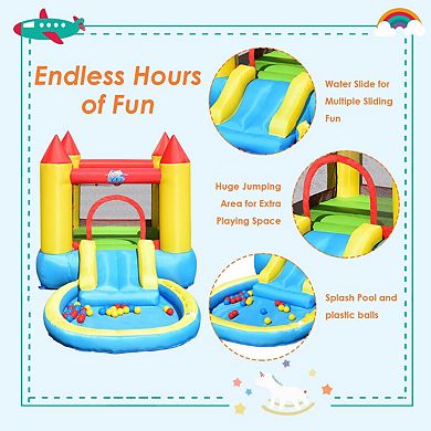 Inflatable Kids Bounce House with Slide and 580W Blower