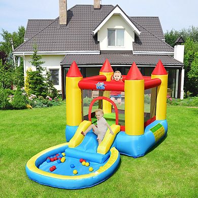 Inflatable Kids Bounce House with Slide and 580W Blower