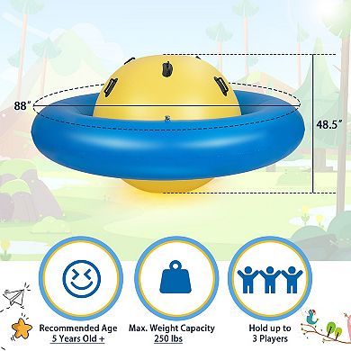 7.5FT Blue Inflatable Dome Rocker Bouncer with 6 Handles for Kids