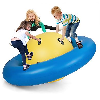 7.5FT Blue Inflatable Dome Rocker Bouncer with 6 Handles for Kids