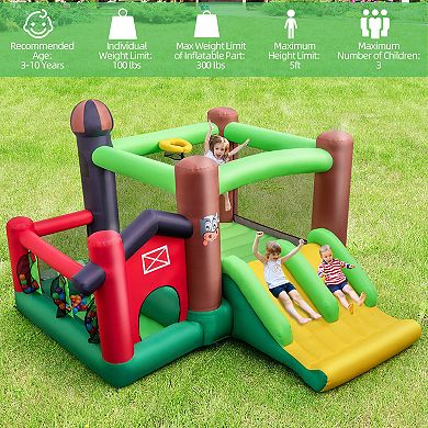 6-in-1 Inflatable Bounce House with Dual Slides - No Blower