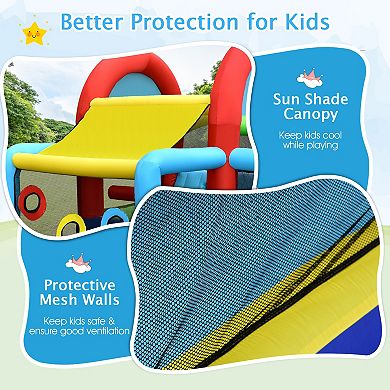 Inflatable Jumping Castle Bounce House with Dual Slides and 480W Blower