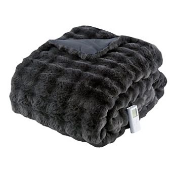 Heated Comforter with Wireless Controller, Fluffy Faux Fur Comforter Blanket, 6 Heating