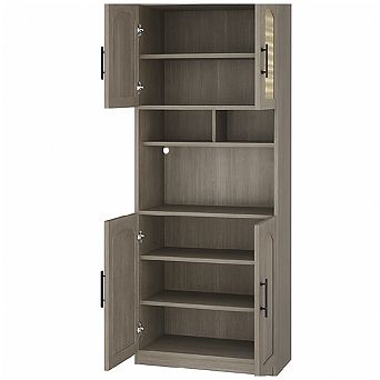 Pantry Cabinet with Countertop, Kitchen Cabinets with LED Light Strip