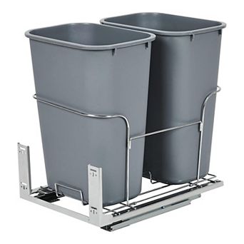 Pull Out Trash Can for Kitchen Cabinet, Under Sink Double Bin Recycling Garbage Can