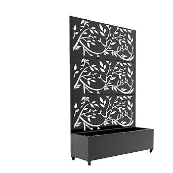 Metal Raised Garden Bed, 72" H x 47" W Privacy Planter Box with Trellis and Wheels