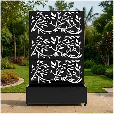 Metal Raised Garden Bed, 72" H x 47" W Privacy Planter Box with Trellis and Wheels
