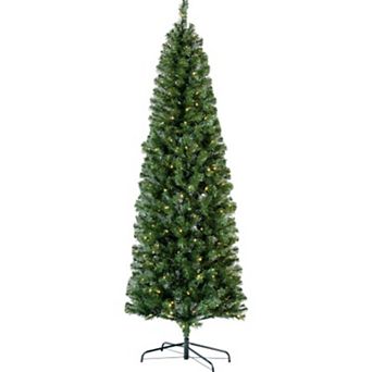 6.5ft Christmas Decorations Premium Pencil Christmas Tree, PVC Artificial Green Tree Easy Assembly