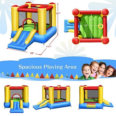Inflatable Kids Bounce House with Slide and 480W Blower