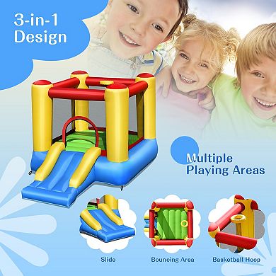 Inflatable Kids Bounce House with Slide and 480W Blower