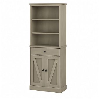 Farmhouse Bathroom Storage Cabinet, Tall Bookcase with Adjustable Shelves