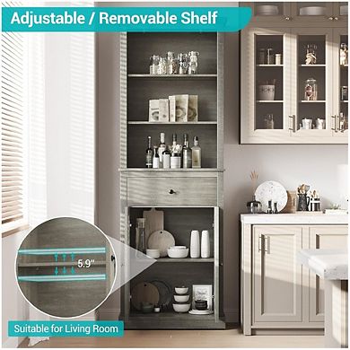 Farmhouse Bathroom Storage Cabinet, Tall Bookcase with Adjustable Shelves