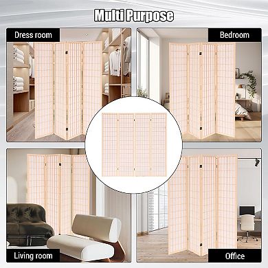 Wooden Room Divider 4/6 Panel, 67 Inch Tall Folding Privacy Screen