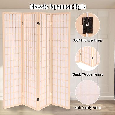 Wooden Room Divider 4/6 Panel, 67 Inch Tall Folding Privacy Screen