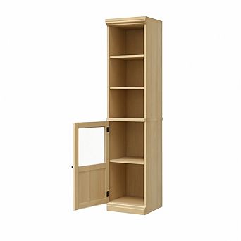 Bathroom Storage Cabinet, Slim Freestanding Bathroom Cabinet with Door and Open Shelves Boards