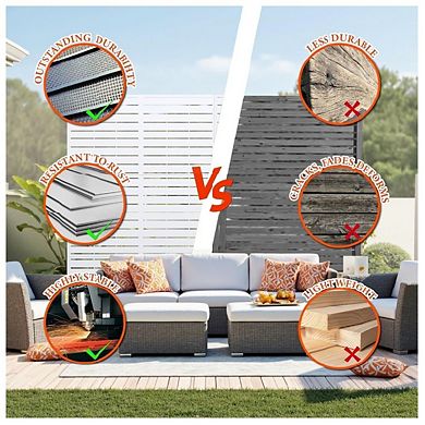 Metal Privacy Screen for Outdoor Freestanding Privacy Screens, Decorative Wall Panels with Stand