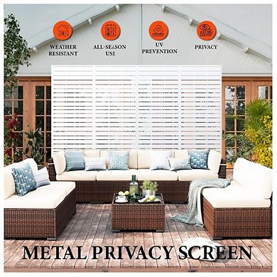 Metal Privacy Screen for Outdoor Freestanding Privacy Screens, Decorative Wall Panels with Stand