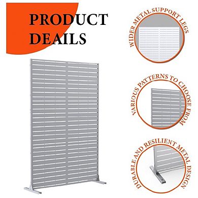 Metal Privacy Screen for Outdoor Freestanding Privacy Screens, Decorative Wall Panels with Stand