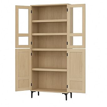 Storage Cabinet, Kitchen Pantry Cabinet 5 tier Bathroom Cabinet with 4 Doors Adjustable Shelves