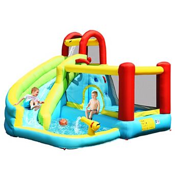 6-in-1 Inflatable Bounce House with Basketball Hoop - No Blower