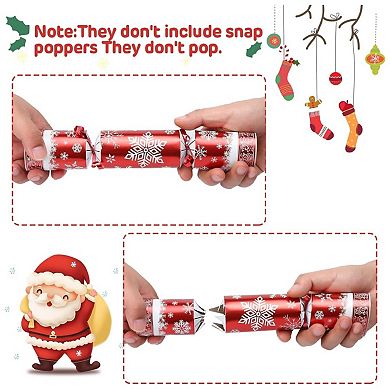 10 Pack Christmas Non-Snap Table Favors, Luxurious Red & White Snowflake Design