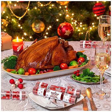 10 Pack Christmas Non-Snap Table Favors, Luxurious Red & White Snowflake Design