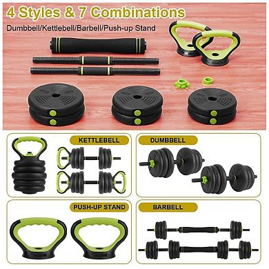 4-In-1 Adjustable Dumbbell Weights, Adjustable Dumbbell Set Used As Dumbbells, Barbells