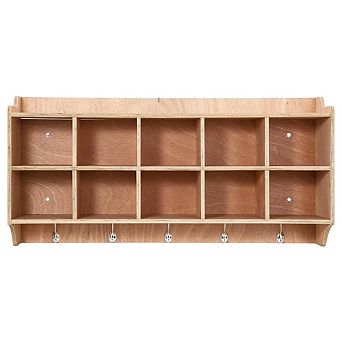 Cubby Storage Organizer Cubes Daycare Shelves with 10 Cubbies Shoe Layer with Hooks