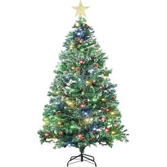 6.5ft Christmas Decorations Full Artificial Christmas Tree Star Topper with 80 Pine Cone&Tree Topper