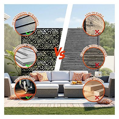 Metal Privacy Screen for Outdoor & Indoor Use, Free Standing Privacy Screen for Garden