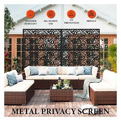Metal Privacy Screen for Outdoor & Indoor Use, Free Standing Privacy Screen for Garden