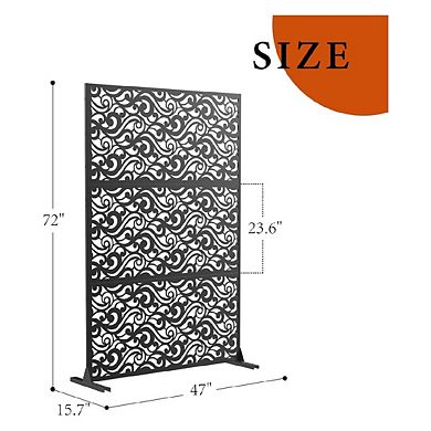 Metal Privacy Screen for Outdoor & Indoor Use, Free Standing Privacy Screen for Garden