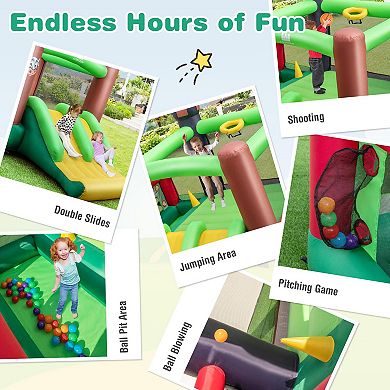 Farm Themed 6 in 1 Inflatable Castle with Trampoline and 735W Blower