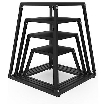 Heavy-Duty Steel Plyometric Jump Box, Anti-Slip Rubber Tread & Stable Trapezoidal Design