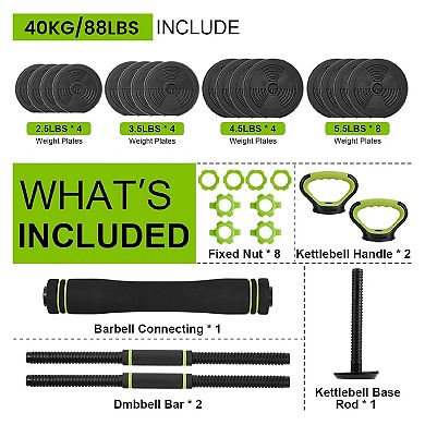 4-In-1 Adjustable Dumbbell Weights, Adjustable Dumbbell Set Used As Dumbbells, Barbells