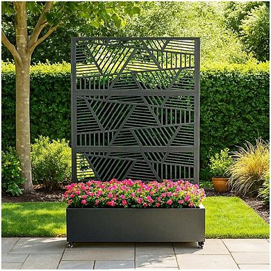 Metal Raised Garden Bed with Trellis and Wheels, Tall Trellis Planter Box for Climbing Plants