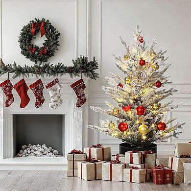 3 Ft Pre-Lit Christmas Tree, Artificial Christmas Trees with Lighting, Xmas Trees with Lights