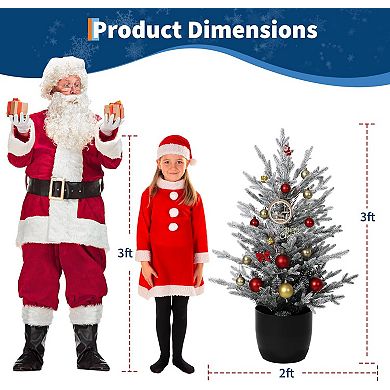 3 Ft Pre-Lit Christmas Tree, Artificial Christmas Trees with Lighting, Xmas Trees with Lights