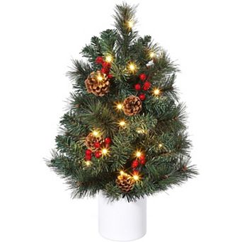 Mini Christmas Tree Pre-Lit with 30 LED Christmas Decorations Battery-Operated Lights, Desk Decor