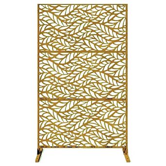 Outdoor Metal Privacy Screen, Freestanding Screen Panel with Stand, Privacy Fence