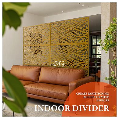 Outdoor Metal Privacy Screen, Freestanding Screen Panel with Stand, Privacy Fence